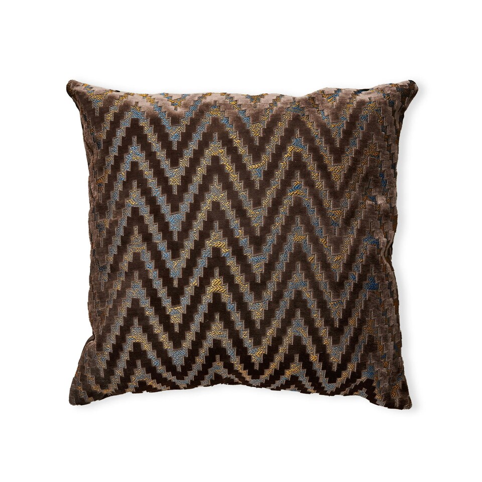 image 1 of BHS Cut Velvet Cushion, Beige Brown | Latte