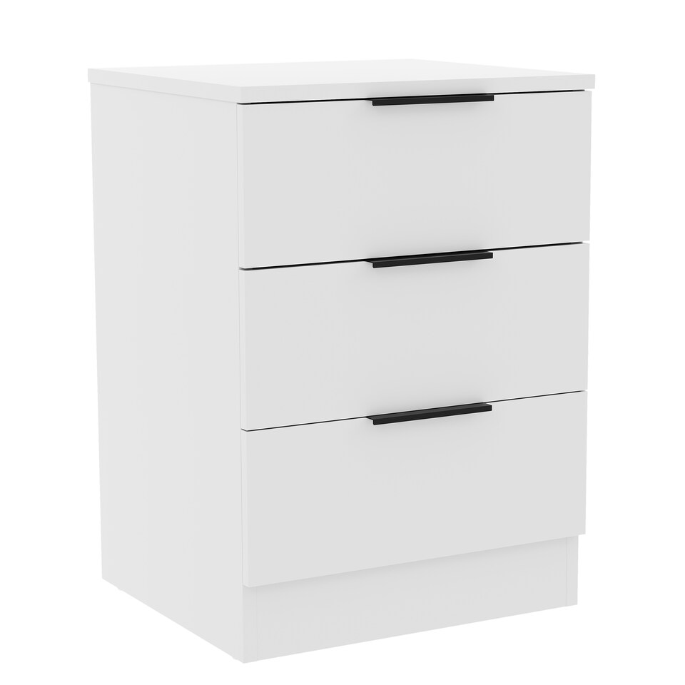 image 1 of Vida Designs Trega 3 Drawer Bedside Chest Bedroom Storage Unit, (H) 50cm x (W) 39cm x (D) 28cm, White