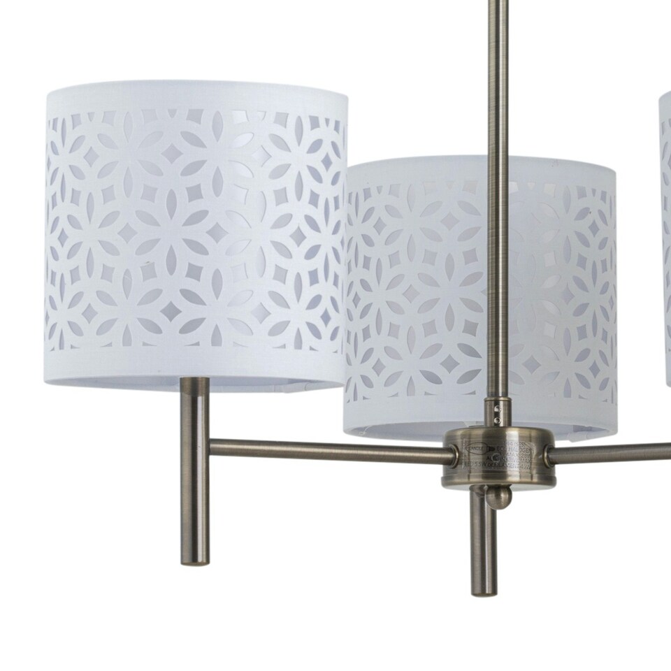 image 1 of Set of 2 Brea - Antique Brass Light Fittings with White Cut Out Shades Bronze | White
