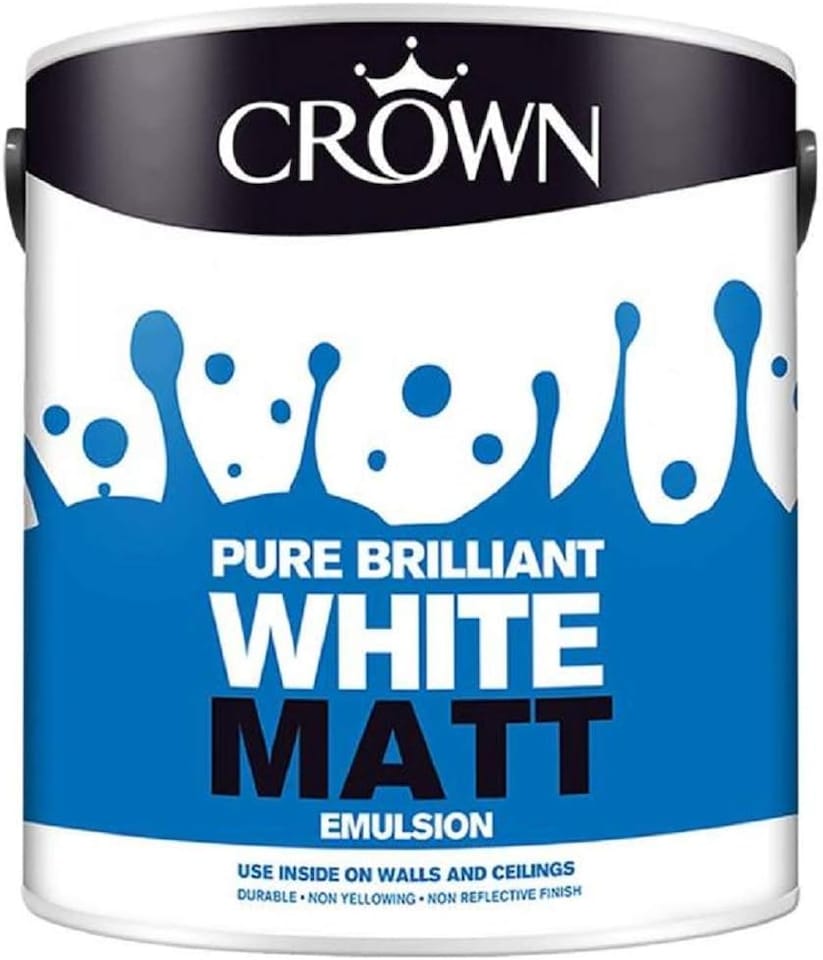 image 1 of Crown Breatheasy Matt Emulsion Paint For Walls & Ceilings - Pure Brilliant White - 2.5L