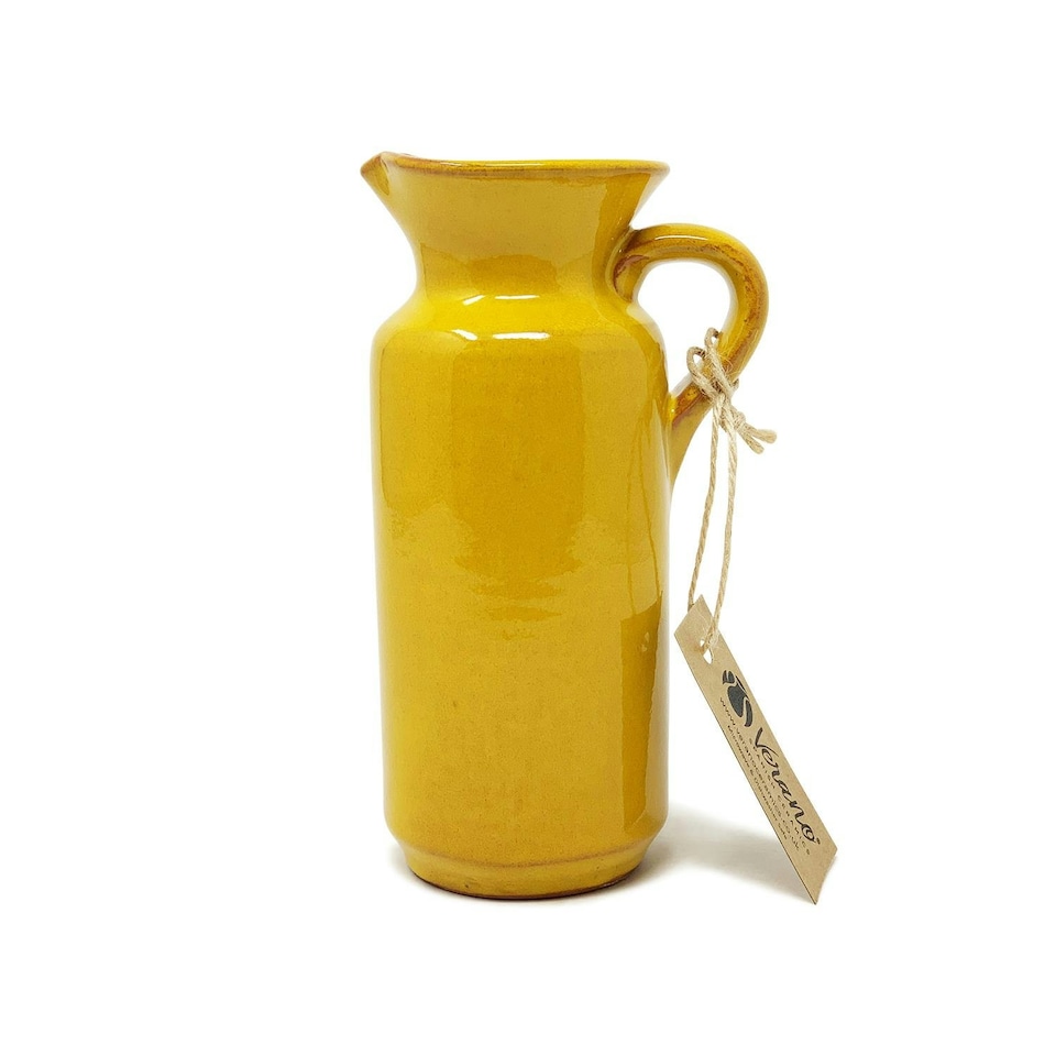 image 1 of Verano Spanish Ceramics Selena Glazed Rustic Bottle - 18cm Yellow 0.5L | Yellow | 500ml | 1