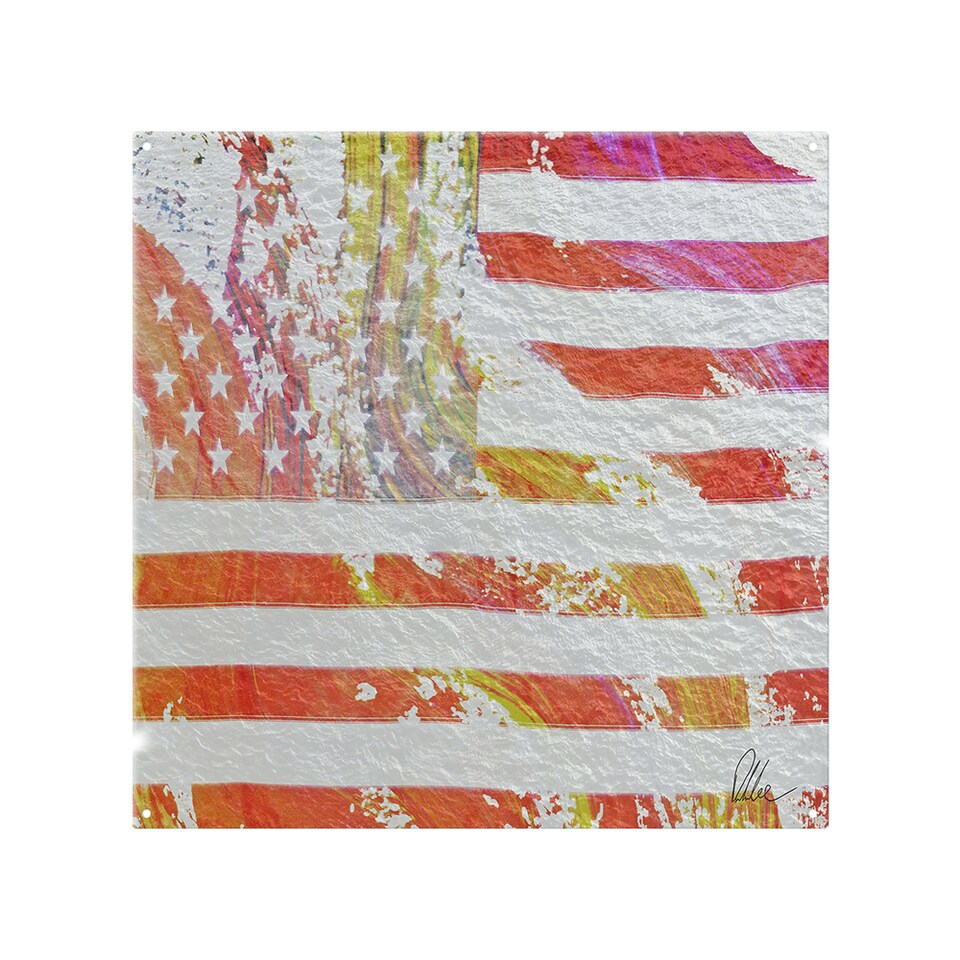 image 1 of American Flag Flare Splash Back | White