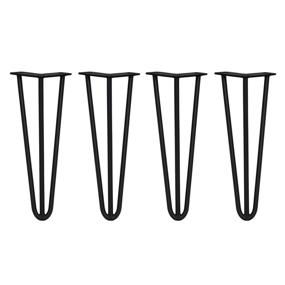 image 1 of 4 x 14" Hairpin Legs - 3 Prong - 12mm - Black Black