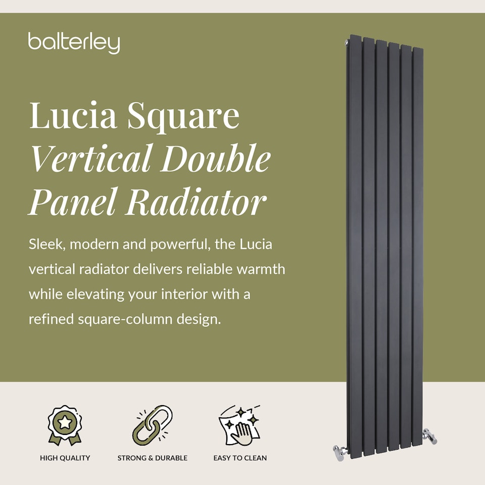 image 1 of Lucia Square Vertical Double Panel Radiator, 1800mm x 354mm Anthracite | Grey | Anthracite | 1