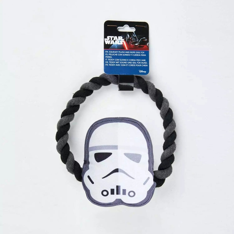 image 1 of Star Wars Storm Trooper Squeaky Plush and Rope Dog Toy Loop