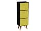 image 1 of Black 3-Tier 3-Drawer Cube Shelving Unit with Scandinavian Legs | Yellow | Yellow & Beech | 1