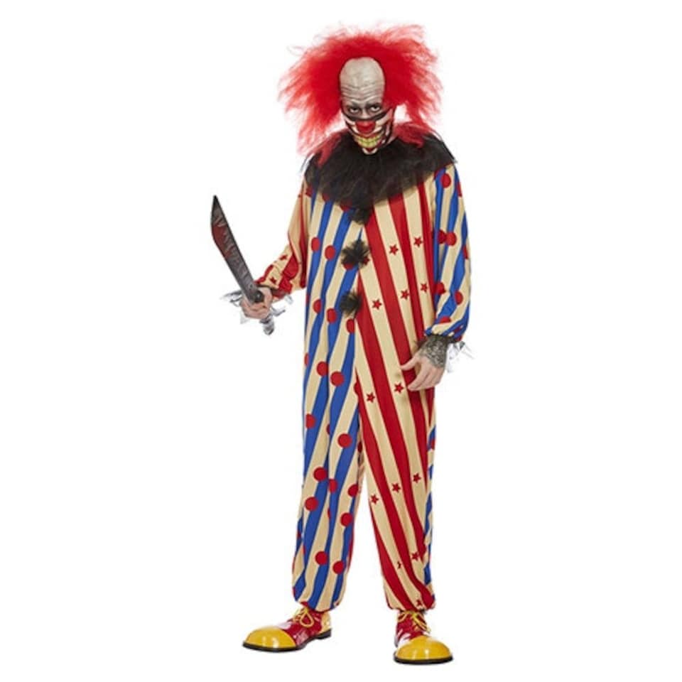 image 1 of Creepy Clown Fancy Dress Costume Adult Mens Large