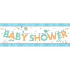 Creative Party Hoffmaster Group Baby Shower Banner - Blue/White/Orange - One Size