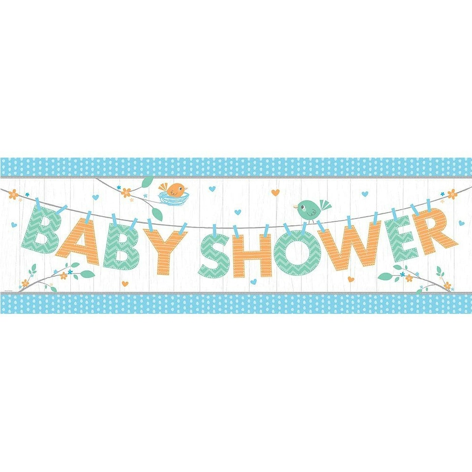 Creative Party Hoffmaster Group Baby Shower Banner - Blue/White/Orange - One Size