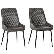 HOMCOM Retro Dining Chair Set of 2, PU Leather Upholstered Side Chairs