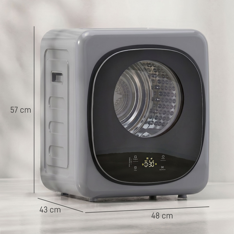 image 1 of HOMCOM Compact Dryer Machine with 5 Modes, 4kg Small Tumble Dryer, Silver