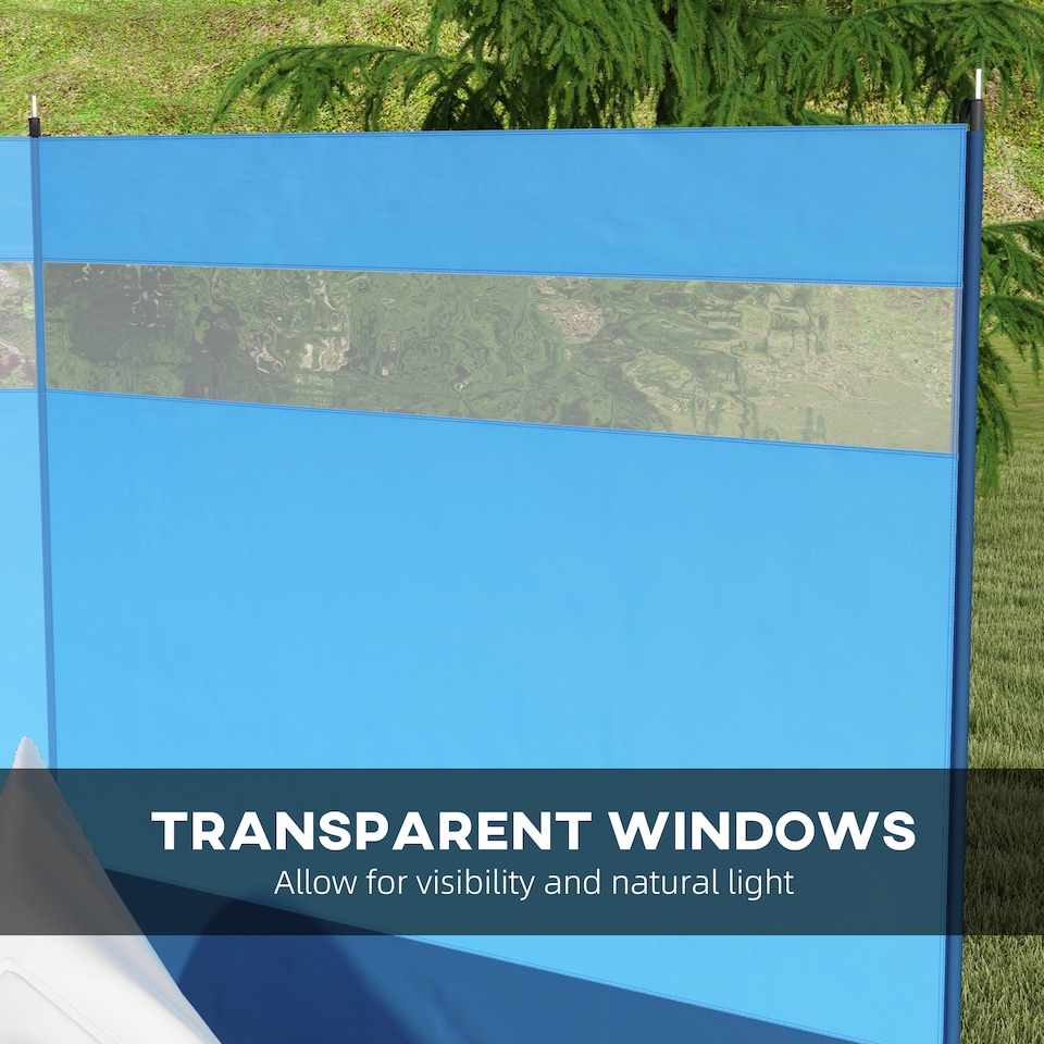 image 1 of Outsunny Camping Windbreaks with Clear Windows and Carry Bag | Blue