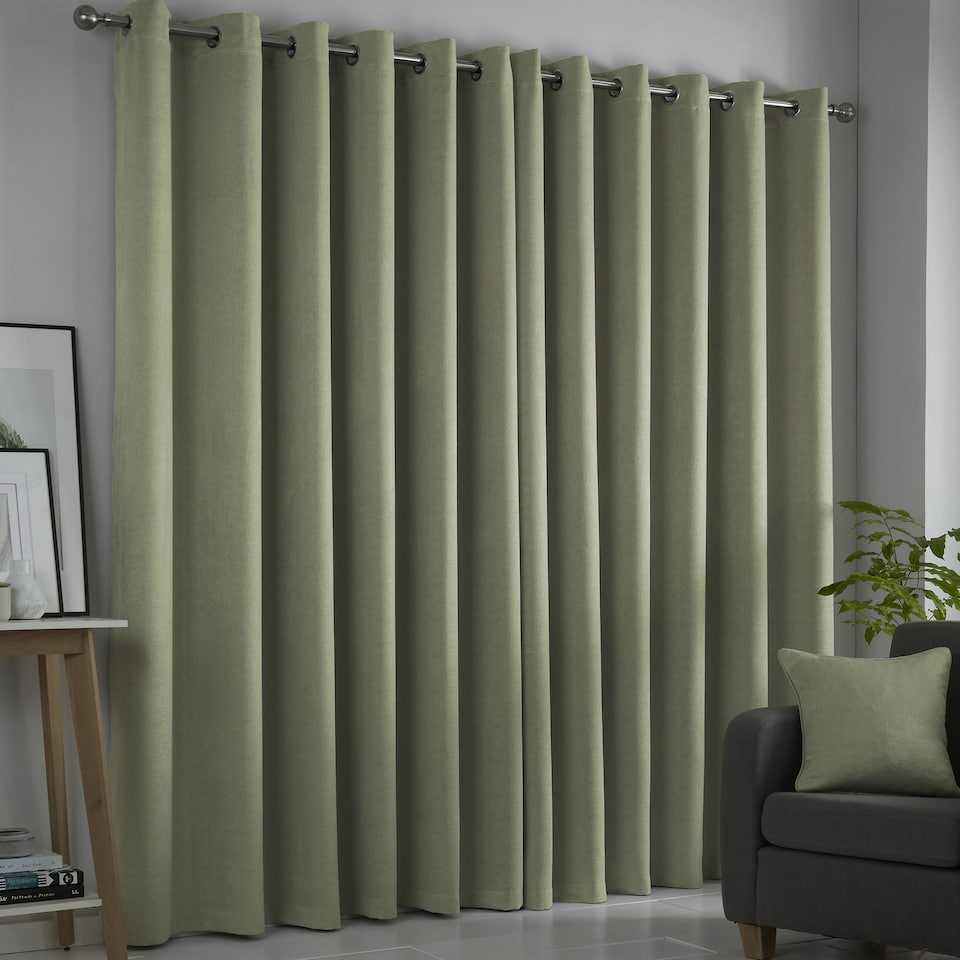image 1 of Fusion Strata Eyelet Curtains Green