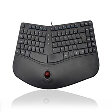 Accuratus Contour Keyboard - USB Sculptured Ergonomic Split Key Multimedia Keyboard with Reverse Tilt & Trackball - Black