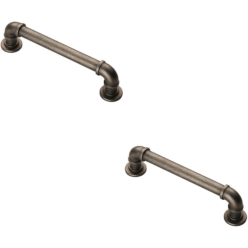 Loops 2x Pipe Design Cabinet Pull Handle 128mm Fixing Centres 12mm Dia Pewter