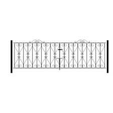 Regent Scroll Double Driveway Gate - Solid Steel - Fits Gap of 3048 mm x 914 mm High - Electro Galvanised/Black Powder Coated | Black | 1
