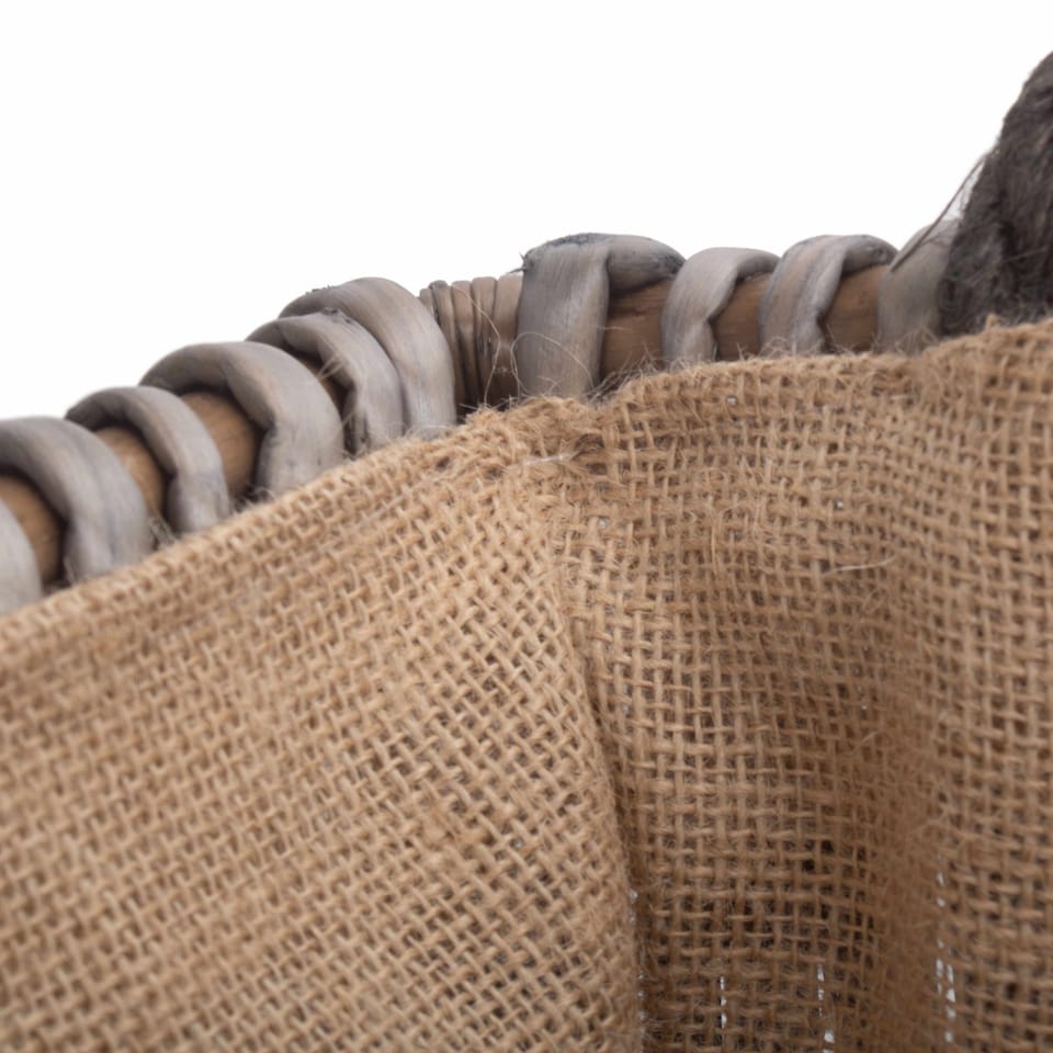image 1 of Small Grey Rectangular Wicker Log Basket