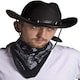 image 1 of Cowboy Fancy Dress Set – Black Studded Hat & Black Paisley Bandana Black | One Size