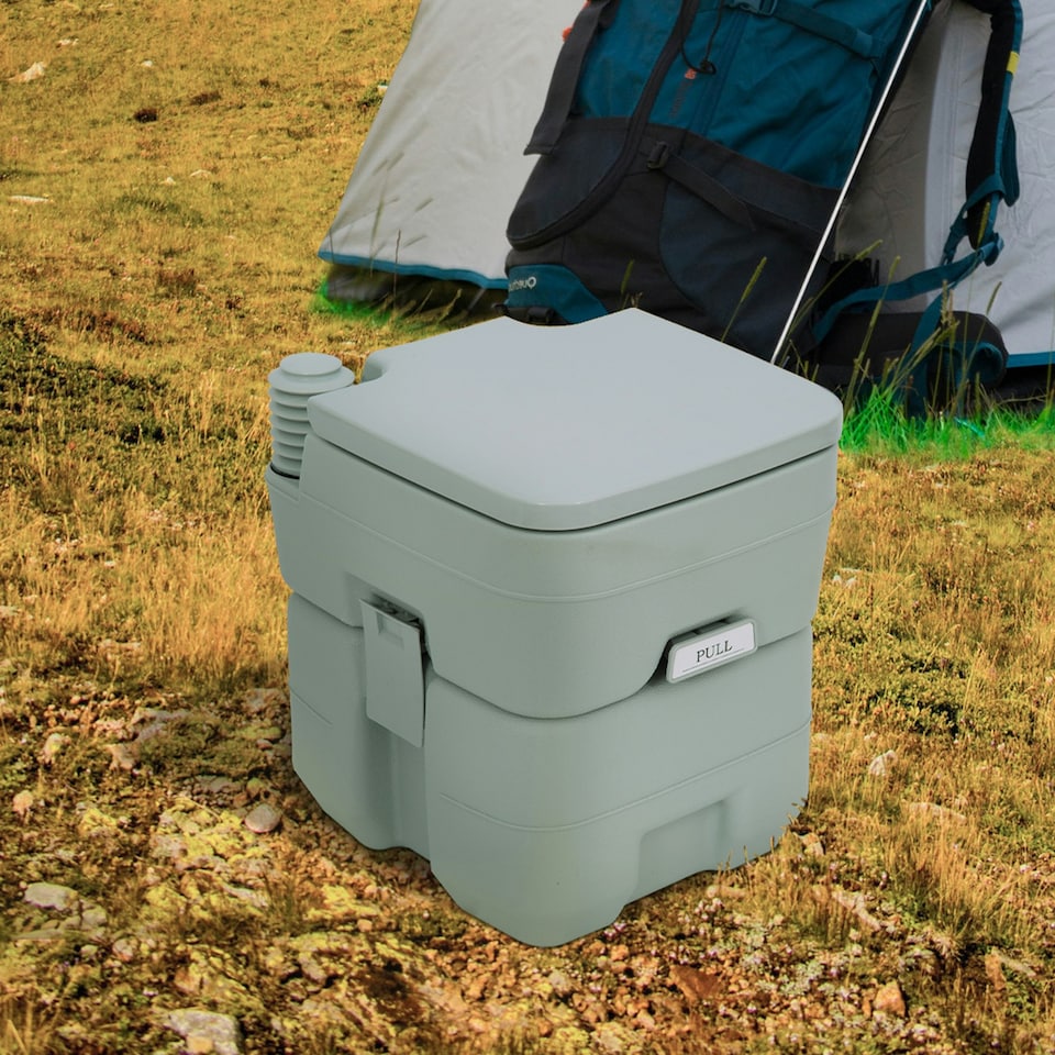 image 1 of Outsunny 20L Camping Toilet Portable Travel WC Caravan Picnic Fishing Restroom
