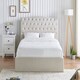 image 4 of 3ft Single Ottoman gas liftup storage bed frame,fabric upholstered, natural beige,buttoned back,curved bed frame,bedstead