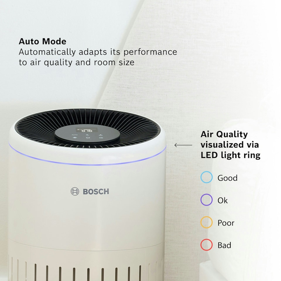 image 1 of Bosch Air 4000 Air Purifier for up to 62.5 m² - Removes efficiently Dirt with HEPA Filter, Smart Sensor, Quiet Mode - Suitable for Allergy Sufferers