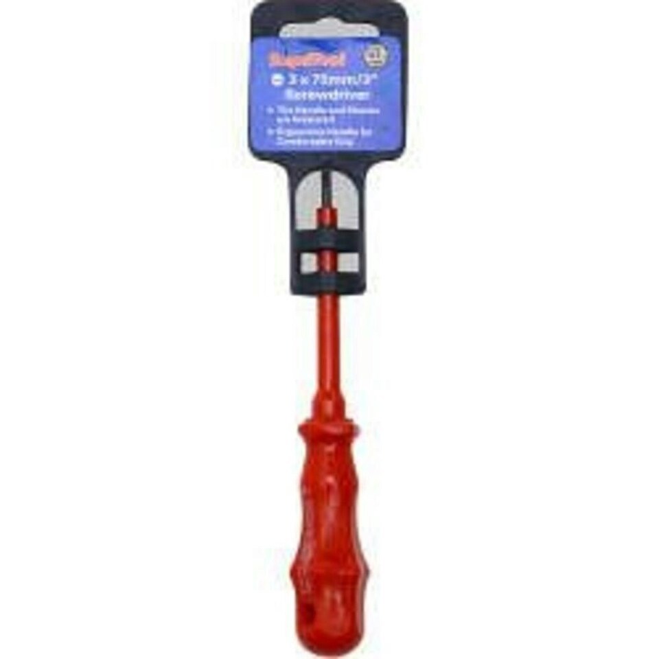 SupaTool Slotted Insulated Screwdriver - Red - 75mm