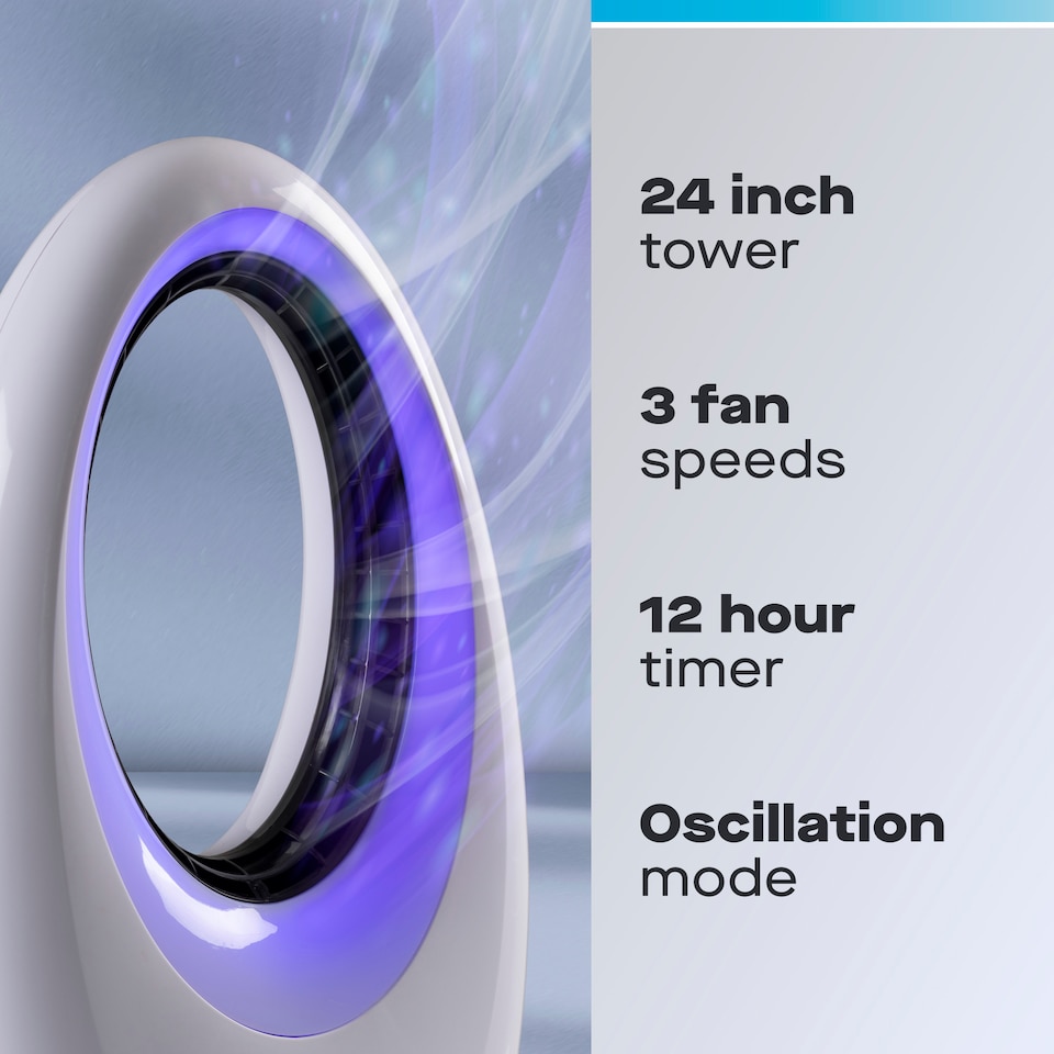 image 1 of Daewoo Bladeless Desktop Fan With Ambient Light | White | White | 1