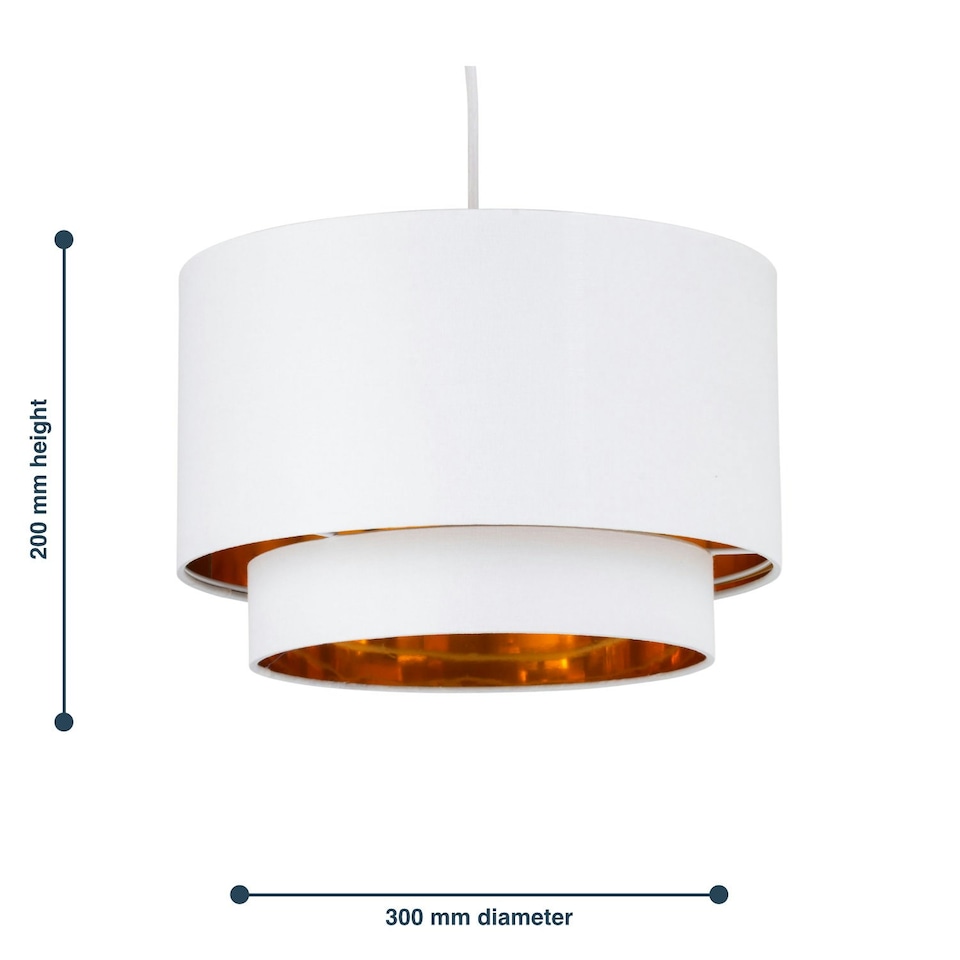 image 1 of Set of 2 Kozy - White and Gold 30cm Pendant Shades White | Gold