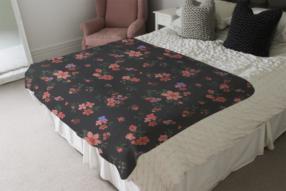 image 1 of Beautiful Pink Flowers Blanket | Multi