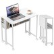 image 1 of HOMCOM 80 cm Foldable Computer Desk on Wheels for Small Spaces | White