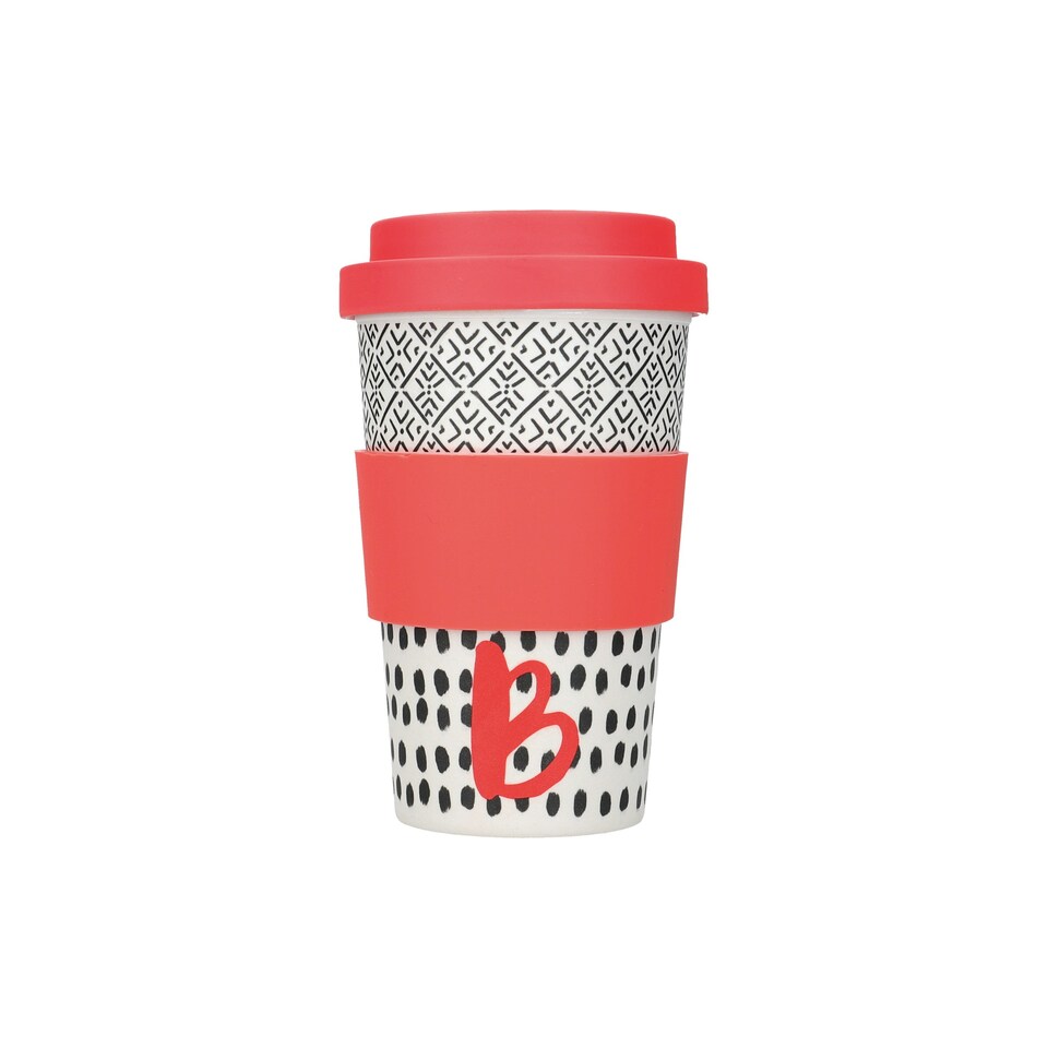 image 1 of KitchenCraft 410ml Bamboo A to Z Letter "B" Reuseable Mug Multi