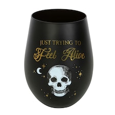 Something Different Just Trying To Feel Alive Stemless Wine Glass - Black/Gold/White - One Size