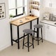 image 4 of Groundlevel Set Of 2 Wooden Tall Bar Stools Bar Chair Breakfast Kitchen Counter | Grey | Grey