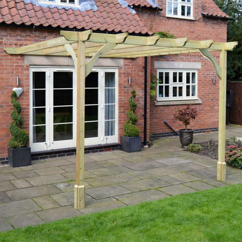 image 1 of Wall Mounted Premium Pergola - Wood - L180 x W180 x H270 cm - Light Green