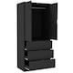 image 1 of 2 Door 3 Drawer Wardrobe with Hanging Rail - Modern Bedroom Storage Furniture | Black | Black with Black Doors | 1