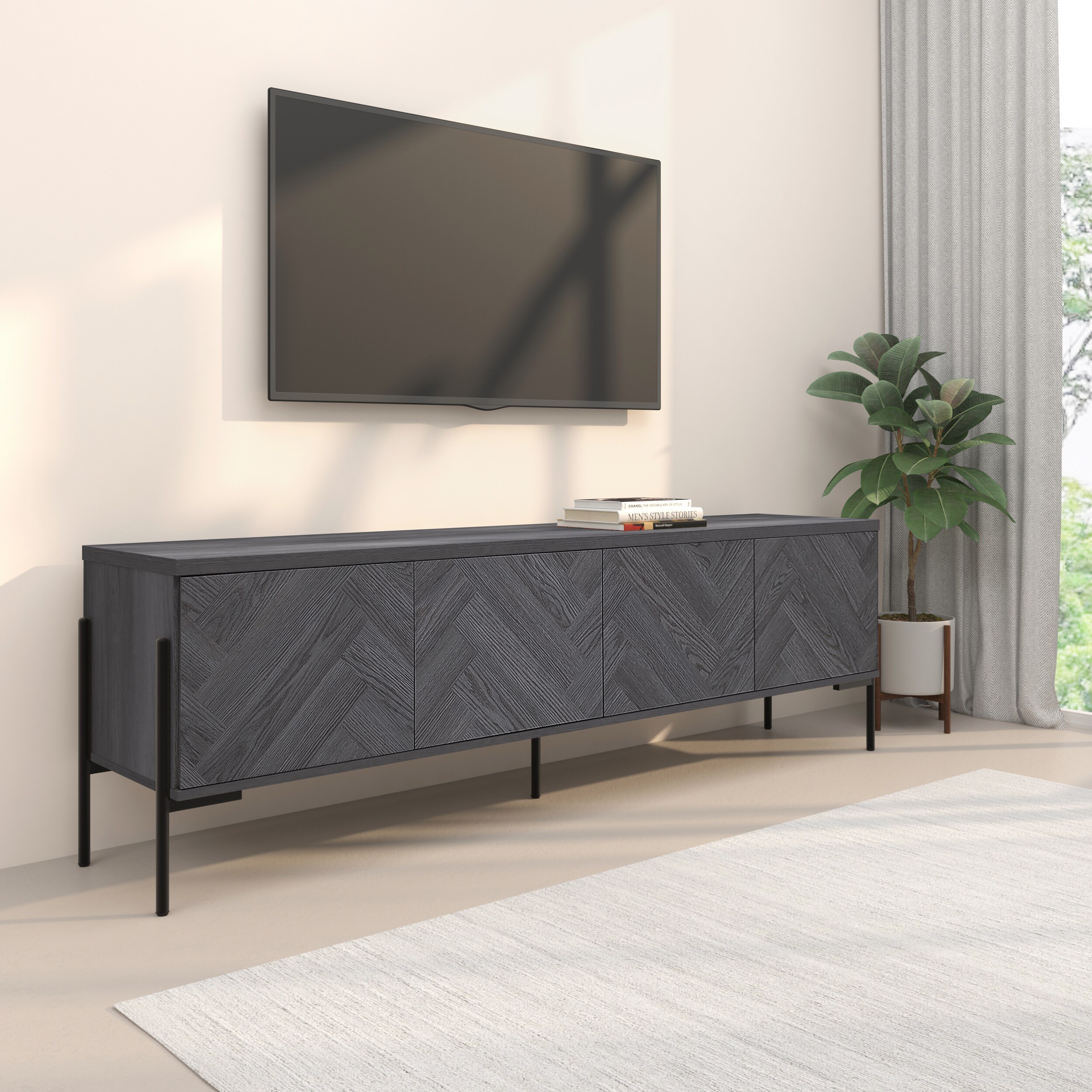 Dorel Home Charlene TV Stand 4D Grey Fish OakGrey Oak, Grey