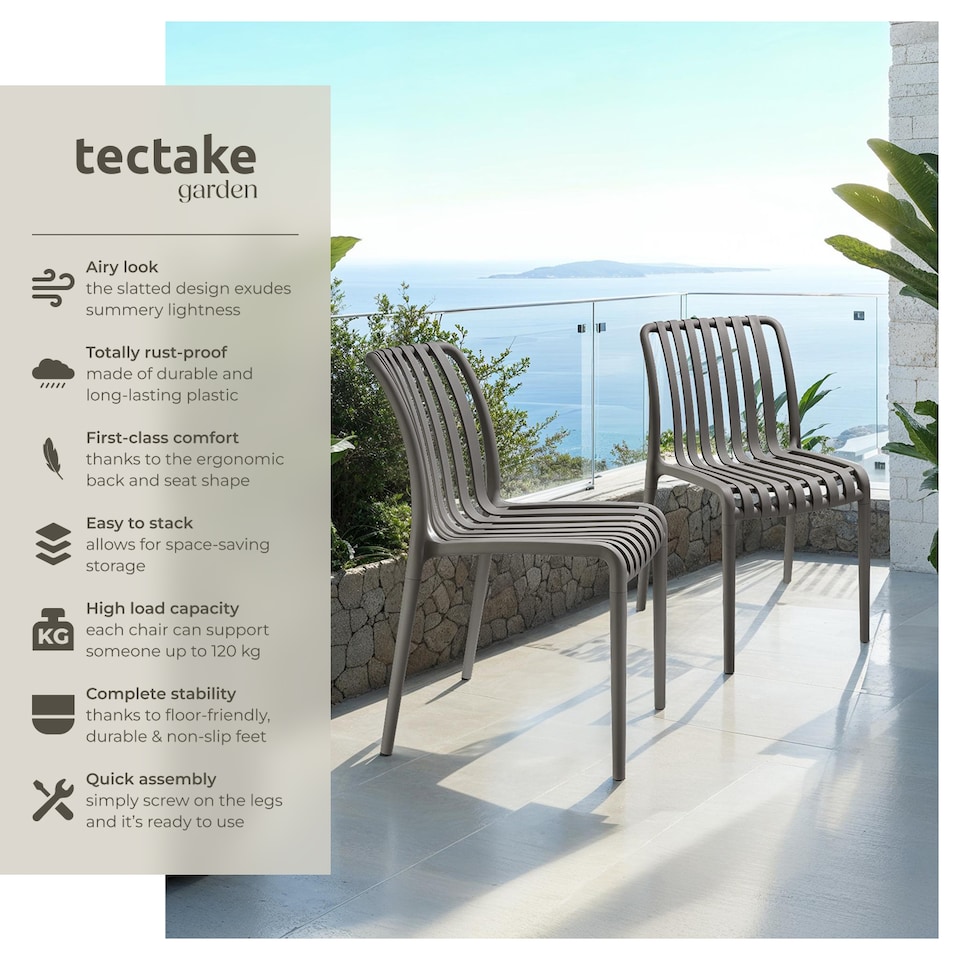image 1 of Garden chairs Alcudia - durable, stackable and weather-resistant | Grey | anthracite | One Size | 2