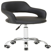Interiors By Premier Ergonomic Black PU Home Office Chair with Curved Back, Comfortable Work From Home Chair, Movable Chair