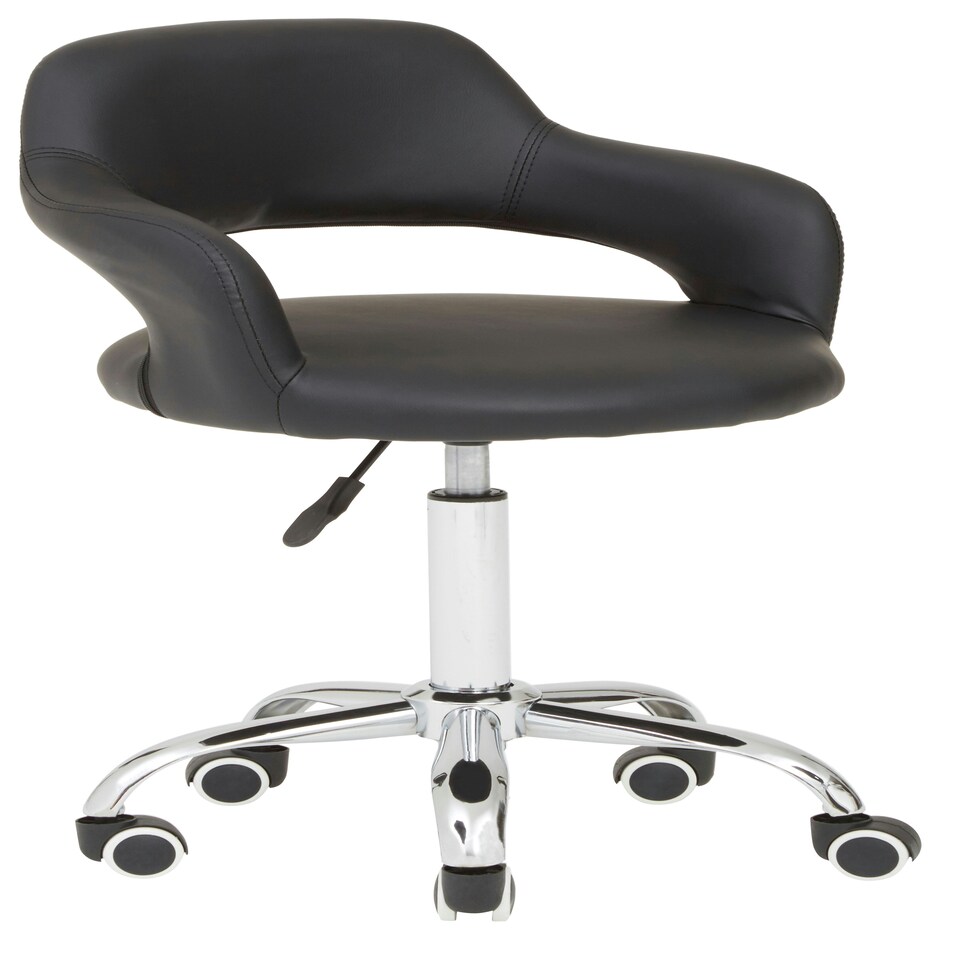 image 1 of Interiors By Premier Ergonomic Black PU Home Office Chair with Curved Back, Comfortable Work From Home Chair, Movable Chair