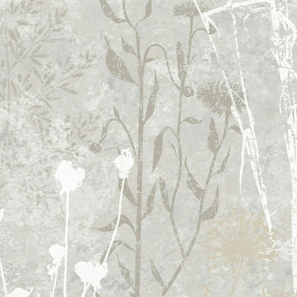 image 1 of Superfresco Easy Champagne Metallic Organics Floral Wallpaper White | Gold