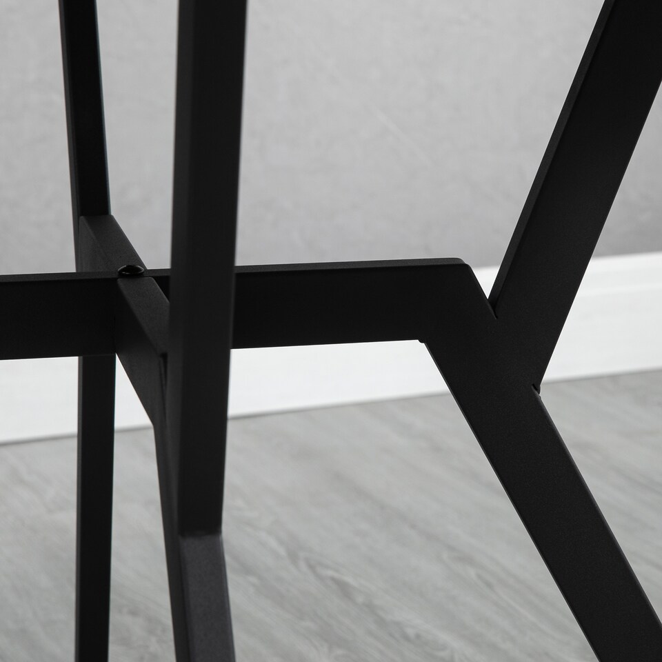 image 1 of HOMCOM Dining Table, Round Kitchen Table with Black Legs, Anti-slip Foot Pads for Living Room, Dining Room, 90 x 76 cm, Brown