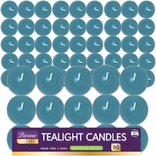 60pk Mountain Spring Scented Tealight Candles – 3.5hr Burn, Refreshing Fragrance for Home, Relaxation, Weddings & Cosy Evenings