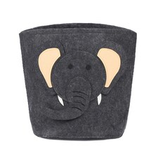 OHS Kids Round Elephant Felt Toy Storage Organiser Basket - Charcoal