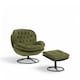 image 3 of Velvet Sage Green Azura Swivel Accent Chair with Footstool