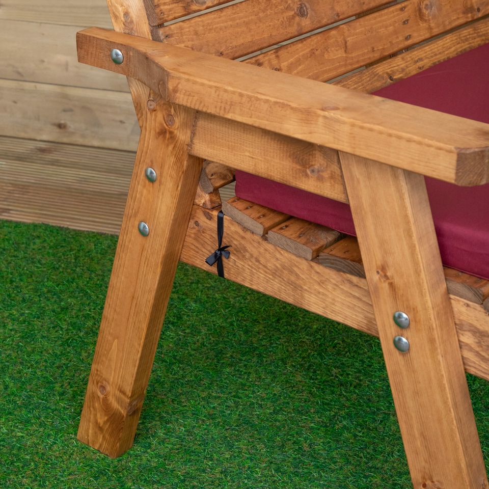 image 1 of 99 x 41cm Cushion Base for 2 Seater Wooden Garden Bench in Burgundy
