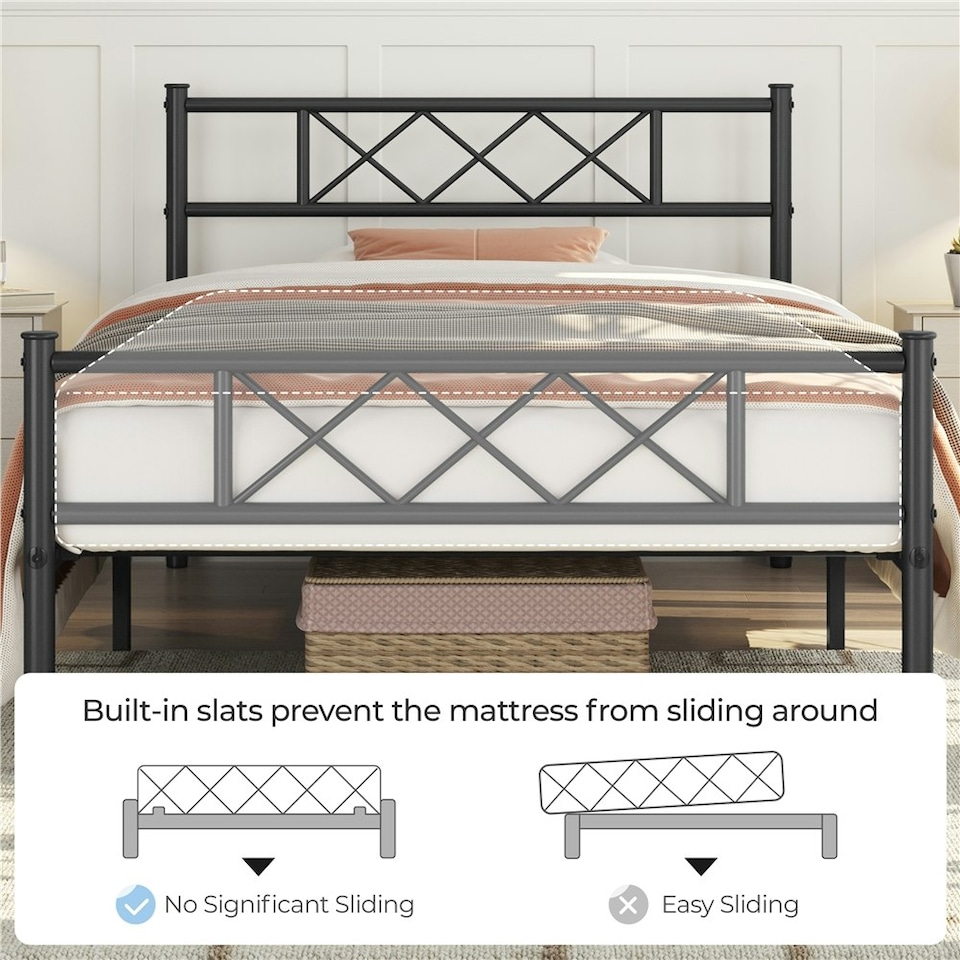 image 1 of Yaheetech 3ft Single Simple Metal Bed Frame Mattress Foundation Black