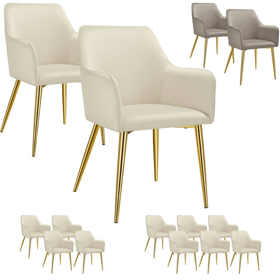 image 1 of Dining Chair Avane - velvet look, padded armchair, high backrest and high armrests - Set of 2 Grey | Taupe