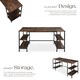 image 3 of Desk Stoke - 2 side shelves with 2 storage compartments each | Brown | Industrial wood dark, rustic | 137 x 55 x 75 cm | 1