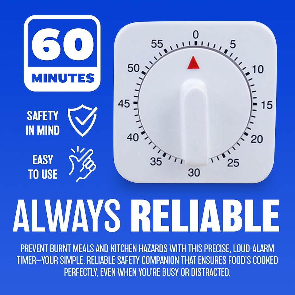 image 1 of 60 Minutes Kitchen Timer Clock Alarm Alert Food Preparation Cooking Baking Utensil