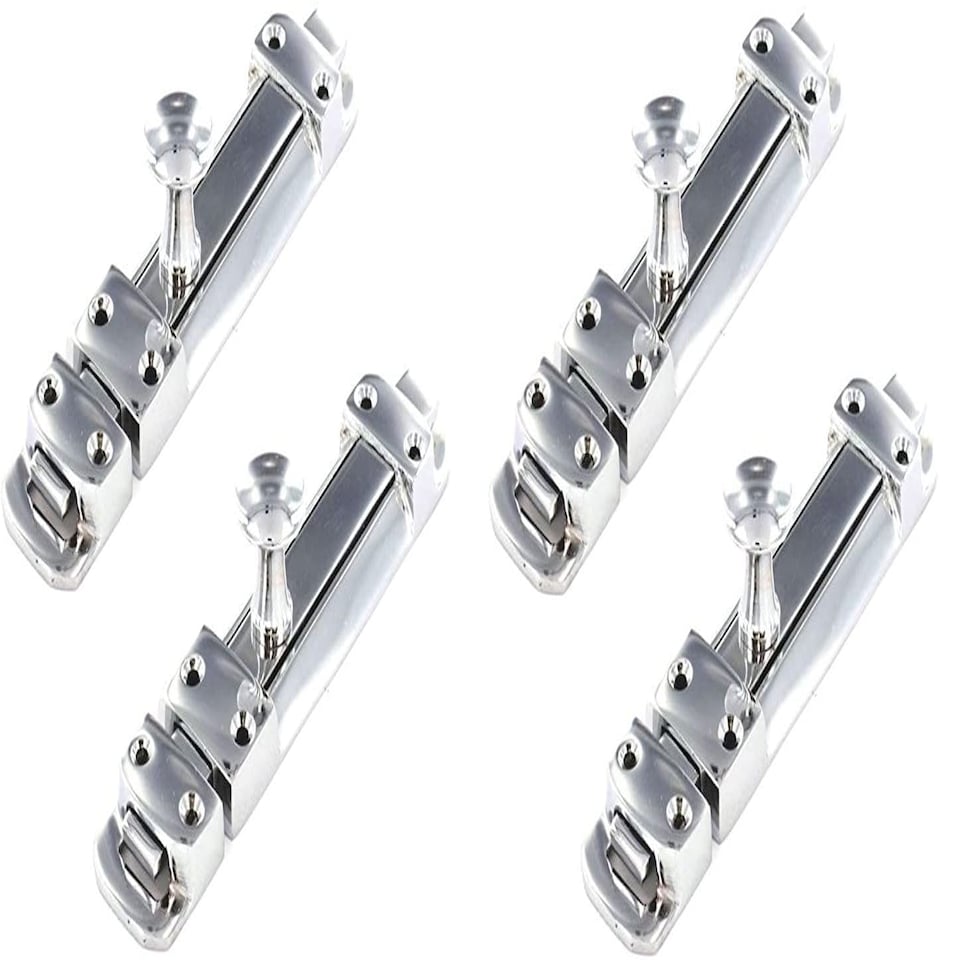 Golden Grace Pack of 4 Security Slide Door Bolt in Polished Chrome with Screws - 100mm